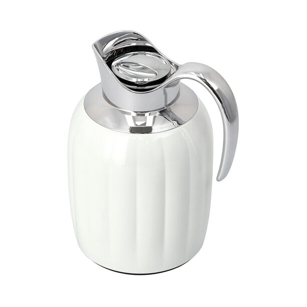 Dallaty pumpk steel vacuum flask white & chrome 1L image number 3