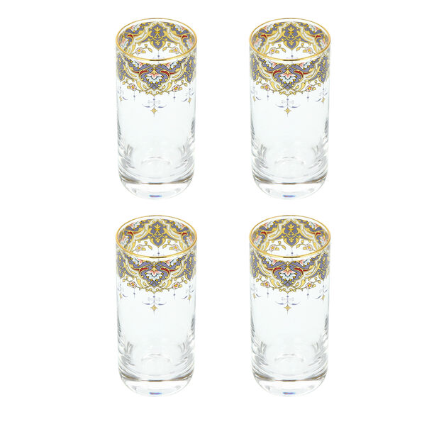 Manuscript Set Of 4 Clear Tumnler With Decal And Gold Rim image number 1