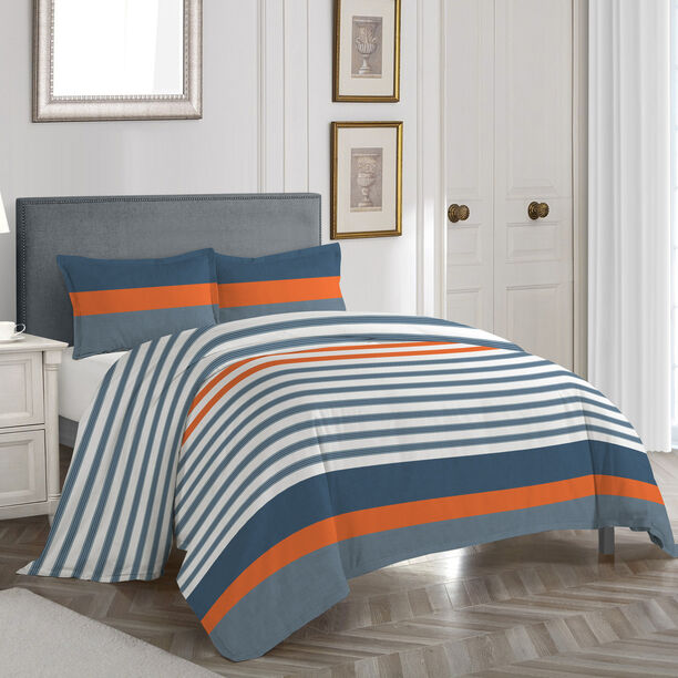 Cottage blue nautical stripe comforter king size image number 0