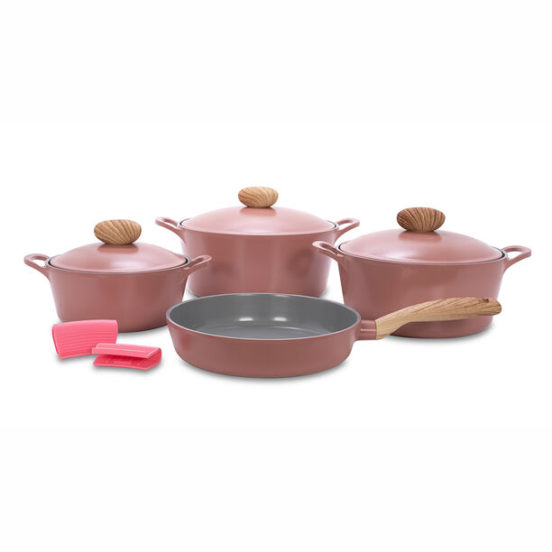 Neoflam Retro 7 Pieces Ceramic Cookware Set Pink image number 0