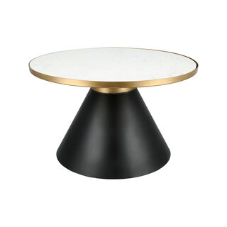 White Marble Coffee Table With Black Base