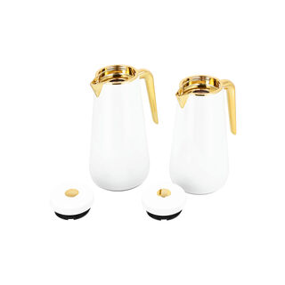 Dallaty set of 2 steel vacuum flask white/gold 1.0L and 1..3L