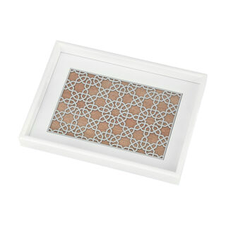 Wood Tray Pp 1Pc White Silver