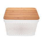 18L storage basket with bamboo lid 35.5*26.5*22.2 cm image number 0