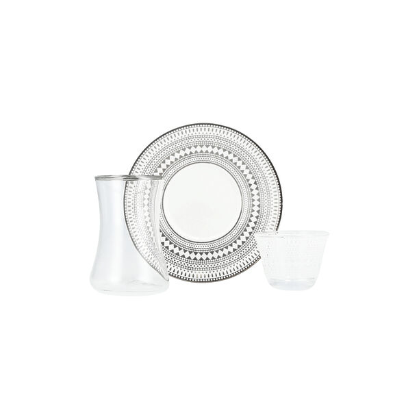 Dallaty white and silver porcelain and glass Saudi tea and coffee cups set 18 pcs image number 2