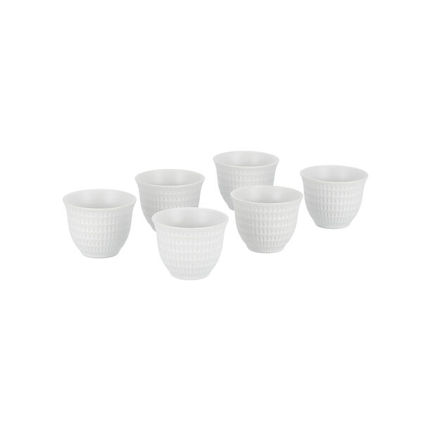Dallaty white porcelain and glass Tea and coffee cups set 18 pcs image number 4