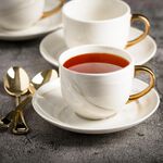 طقم أكواب شاي مع صحون 12 قطعة رخام ذهبي من لاميسا image number 3