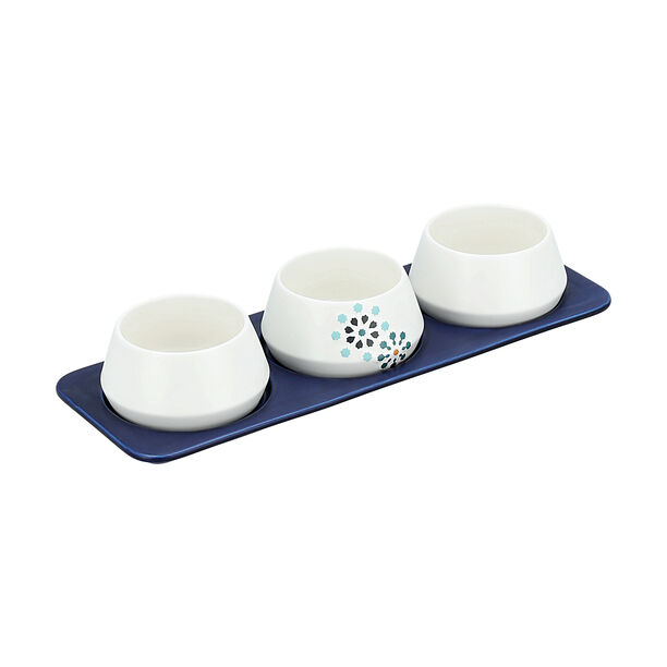 Dallaty white porcelain nut bowls with tray set 4 pcs image number 0