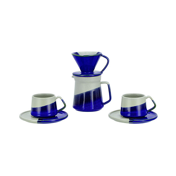 Blue and grey porcelain English coffee set 6 pcs image number 0