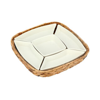 5Pcs Section Tray With Sea Grass Basket