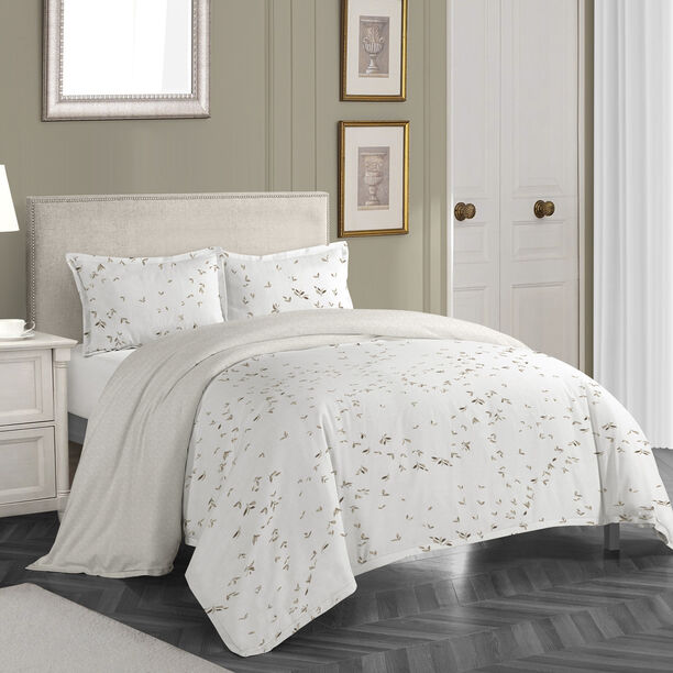 Cottage off white comforter set leaf print king size with 3 pieces image number 0