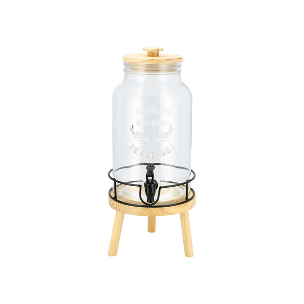  Glass Juice Dispenser With Wooden Lid image number 2
