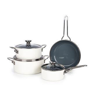 7 Pcs White Porsteel Cookware Set