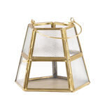 Candle Holder Gold Brass And Glass  image number 0