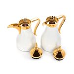 Dallaty set of 2 steel vacuum flask white & gold 1L & 7ml image number 1