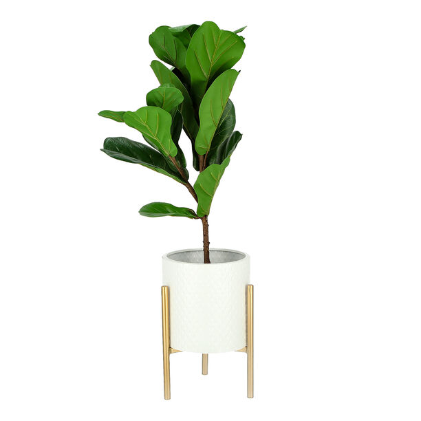 Metal Planter With Gold Legs White 22*35 cm image number 2