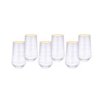Set Of 4 Clear Ribbed Tumbler With Gold Rim image number 1