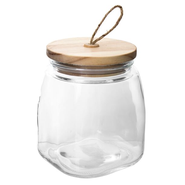 Alberto Glass Jar With Wooden Lid And Hemp Rope 1700Ml image number 0