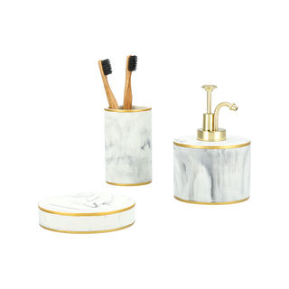Homez marble and gold 3 pcs bath set