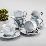 La Mesa dark grey marble English tea cups set 12 pcs image number 3