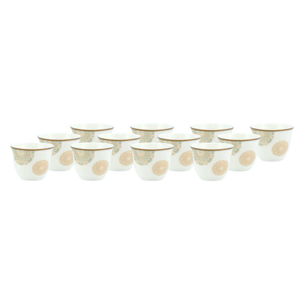 La Mesa fayrouz and gold porcelain coffee cups set 12 pcs 90ml image number 2