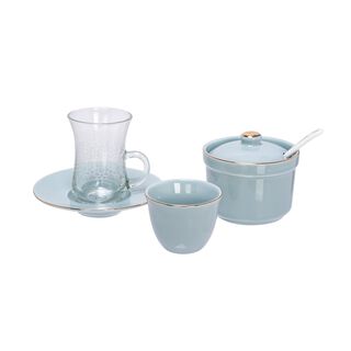 Zukhroof turquoise porcelain and glass Tea and coffee cups set 20 pcs