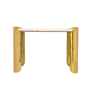 Console Table Alumin Gold And Marble Top 110*32*77 cm