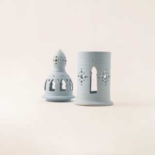 Homez light blue ceramic candle holder 13.5*13.5*35.2 cm