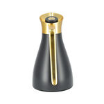 Dallaty grey steel vacuum flask with matt golden handle 1L image number 2