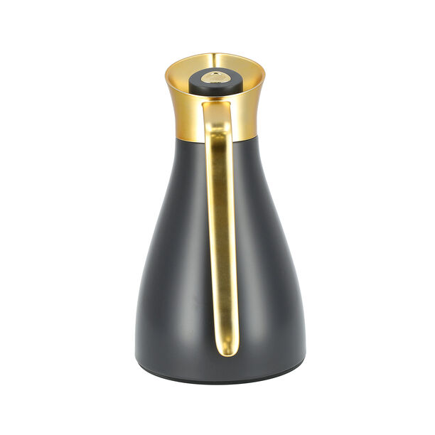 Dallaty grey steel vacuum flask with matt golden handle 1L image number 2