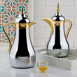 Dallaty set of 2 steel vacuum flask chrome & gold 1L & 7ml image number 3