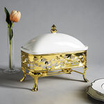 La Mesa Majestic Small Rectangle Casserole With Warmer Stand Gold  image number 0