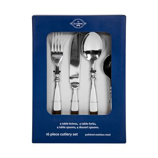 La Mesa silver stainless steel cutlery set 16
