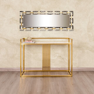 Stainless Steel Console Table With Marble Top