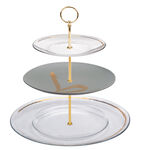 La Mesa grey /white porcelain/glass 3 tiered cake stand image number 3