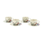 Off white stoneware English tea cups set 11 pcs image number 3
