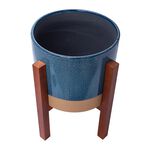 Ceramic Blue Planter With Stand 13.5" image number 2