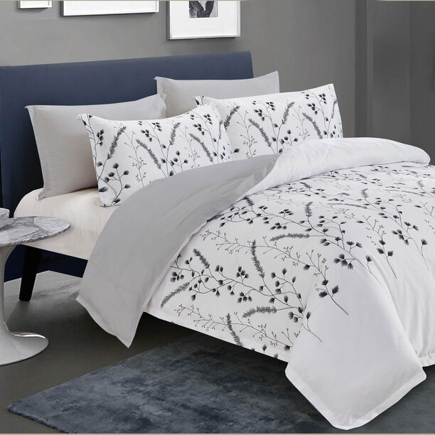 Cottage Microfiber King Comforter 6 Pcs Set, White/Grey, 230*250Cm image number 1