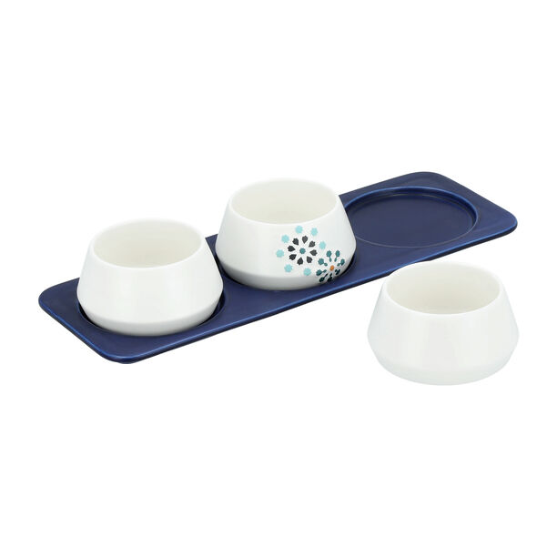 Dallaty white porcelain nut bowls with tray set 4 pcs image number 2