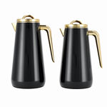 Dallaty set of 2 steel vacuum flask black & gold image number 1