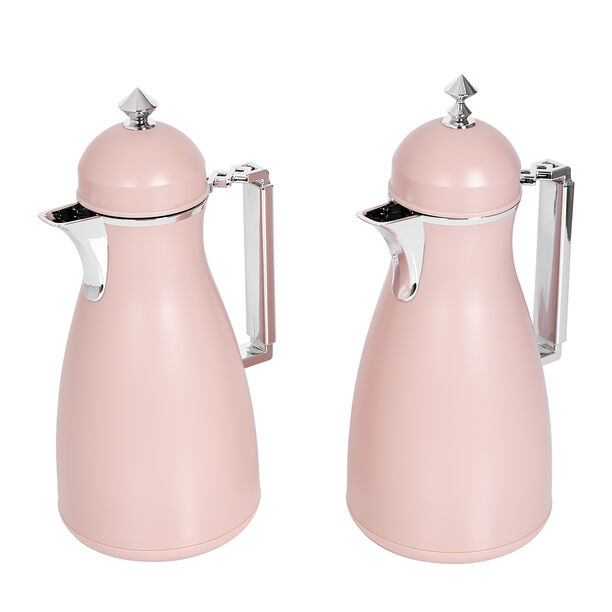 Dallaty 2 Pieces Plastic Vacuum Flask Koufaa Pink & Silver 1L image number 1