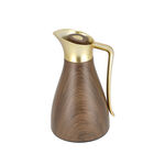 Dallaty steel vacuum flask wooden with matt golden handle 1L image number 3