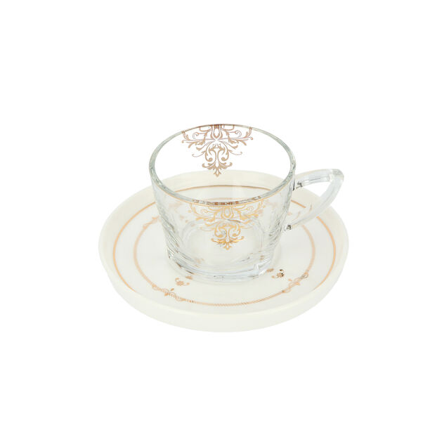 English Tea Set Glass 12Pc Zukruf Gold Serv 6Ppl image number 2