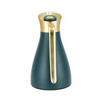 Dallaty green steel vacuum flask with matt golden handle 1L image number 2