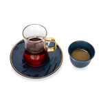 Arabic Tea and Coffec Set 18Pc Porcelain Mattglow Blue image number 3