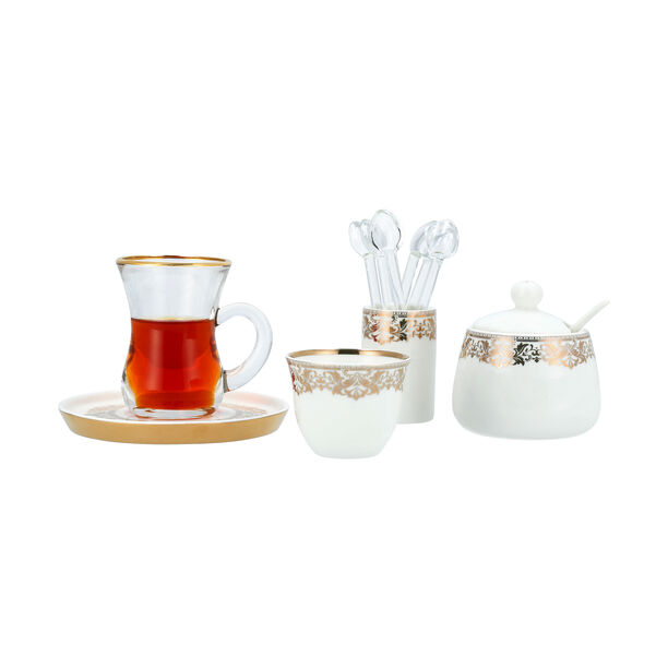 La Mesa white glass and porcelain Tea and coffee cups set 28 pcs image number 0