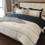 Boutique Blanche striped grey microfiber king comforter set 6 pcs image number 0