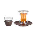 Dallaty glass and wood Tea and coffee cups set 18 pcs image number 3