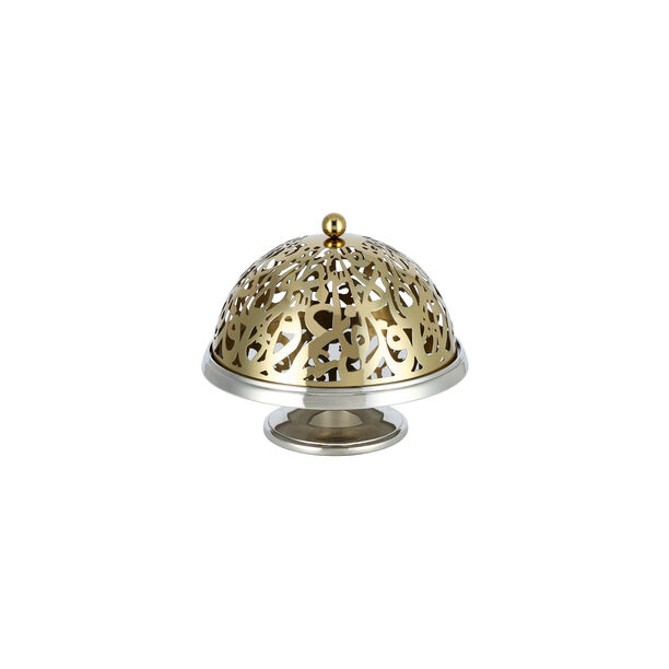 Caligraphy Dome Cake Stand With Base nickel Plated image number 1