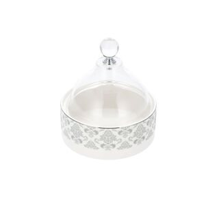 Dallaty white porcelain date bowl with lid 12.6*12.6*14 cm
